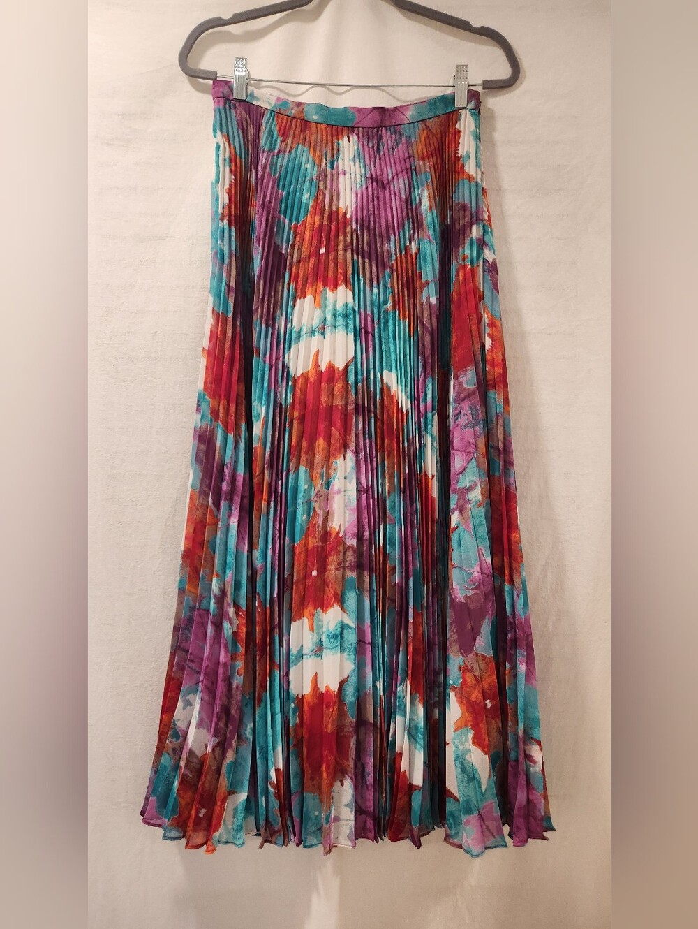 Laundry By Shelli Segal LA Multicolored Pleated Maxi Skirt Size 6